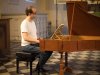 Vincent Bernhardt in preparazione della registrazione con il pianoforte Cristofori nella chiesa St Laurentius a Loburg