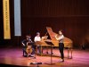 Aysha Wills (Traversflöte), Octavie Dostaler-Lalonde (Barockcello) und Artem Belogurov (Silbermann-Hammerflügel) während der Probe für das Konzert am 1.September 2022 im Konzerthaus Tivoli Vredenburg in Utrecht (Oude Muziek Festival)