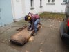 while cutting 10 cm thick walnut planks for the legs of the new Silbermann piano in January 2020