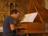 Tobias Koch during the rehearsal with the Silbermann piano for the concert in Fontenay-sur-Végre (29th August 2015), in occasion of the Festival de Sablé in France  