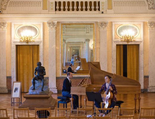 Claire Gautrot and  Marouan Mankar-Bennis during the rehearsal in the marble hall of palace Elisabethenburg palace in Meiningen on the 30th September 2023