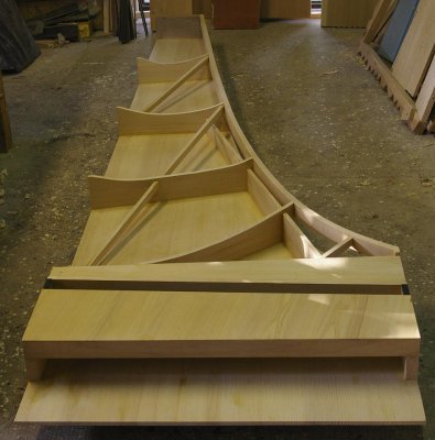 Innenkonstruktion der Kopie des Ebenholzcembalos